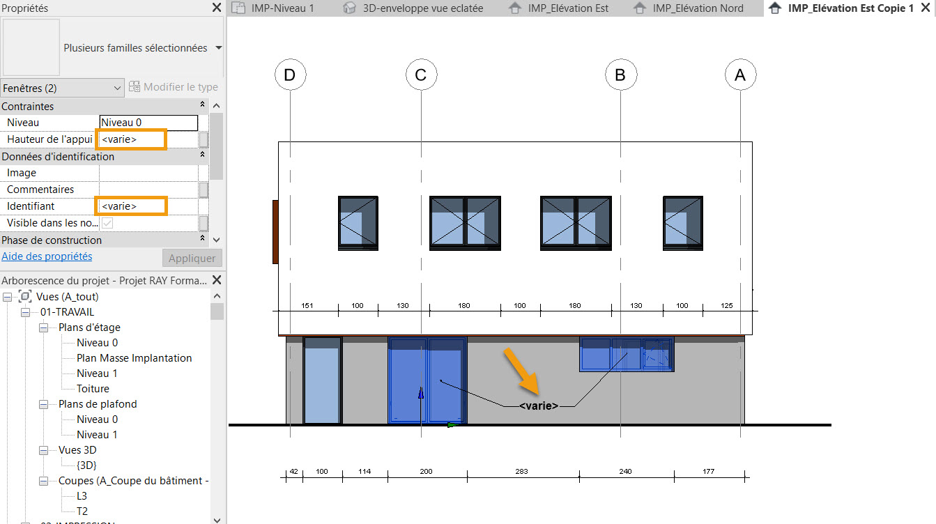 valeur parametres variable Revit
